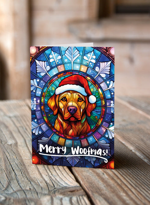 Labrador Fox Red in a Santa Hat Christmas Card